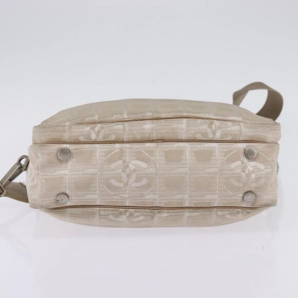 CHANEL New Travel Line Hand Bag Nylon 2way Beige Silver CC Auth 143907 - Picture 7 of 16